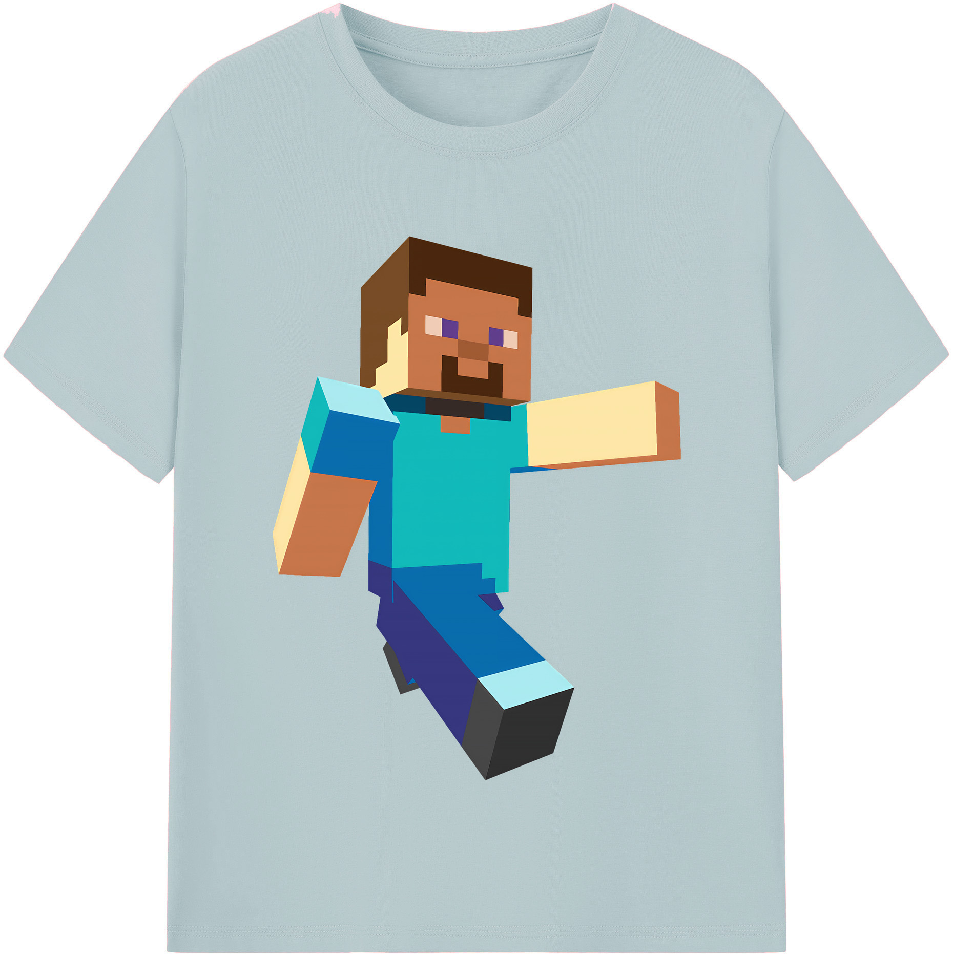 （画像用） マインクラフト ブロックの世界 Minecraft MC Block world 綿100％半袖Tシャツ（フロントプリント）